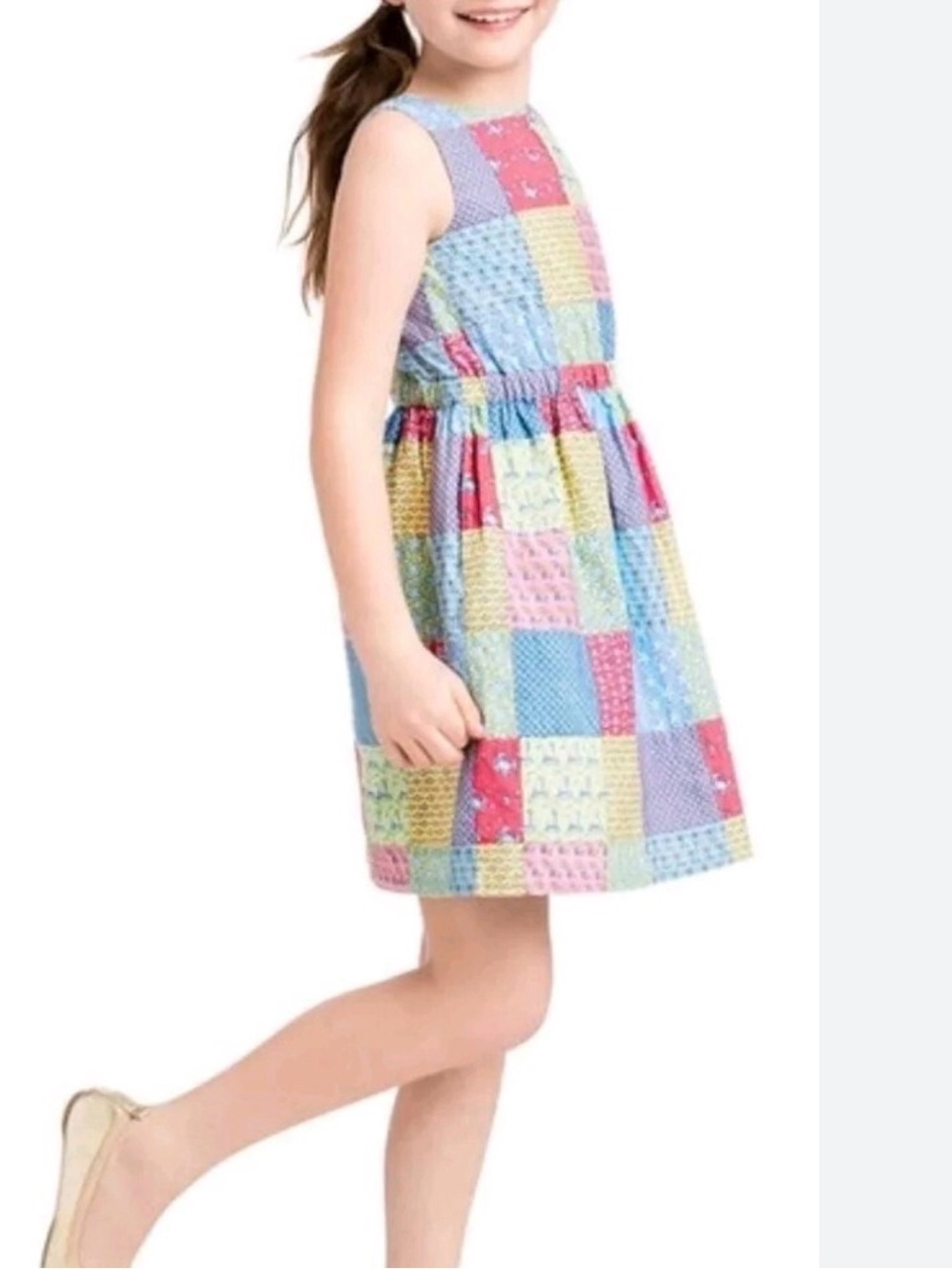 Vineyard Vines Patchwork Sleeveless Dress - Pink, Blue, Green, Yellow